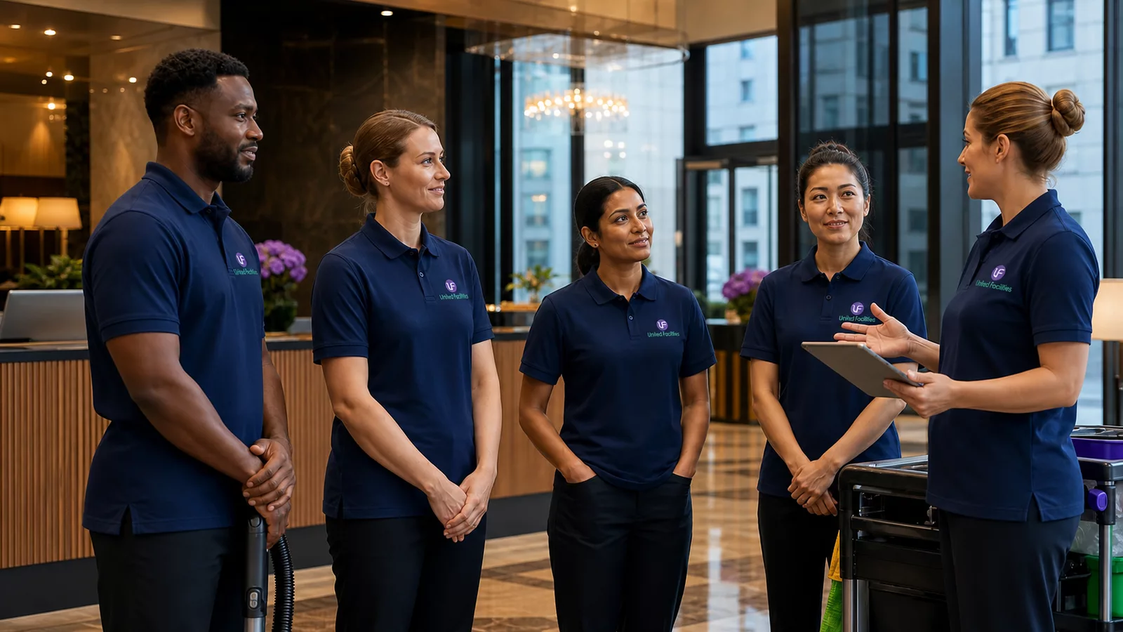 United Facilities in-house hotel team attending a supervisor briefing